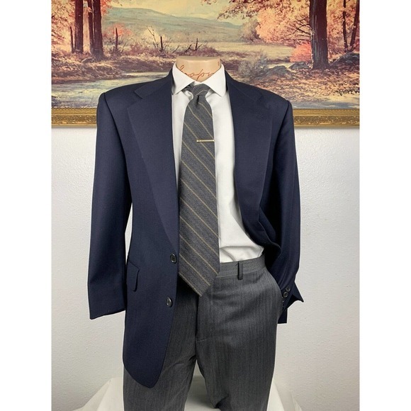 Mickey Spatz Vitale Canonico Blazer Navy Blue Size 40S - Picture 2 of 12